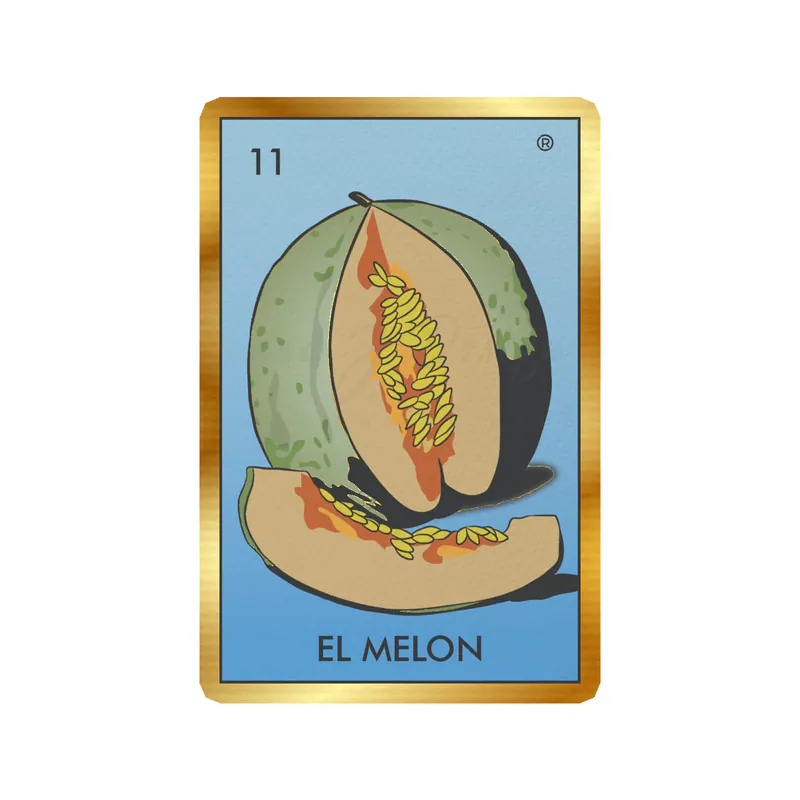Loteria - El Melon - Gold Chrome Vinyl Decal - Custom Size
