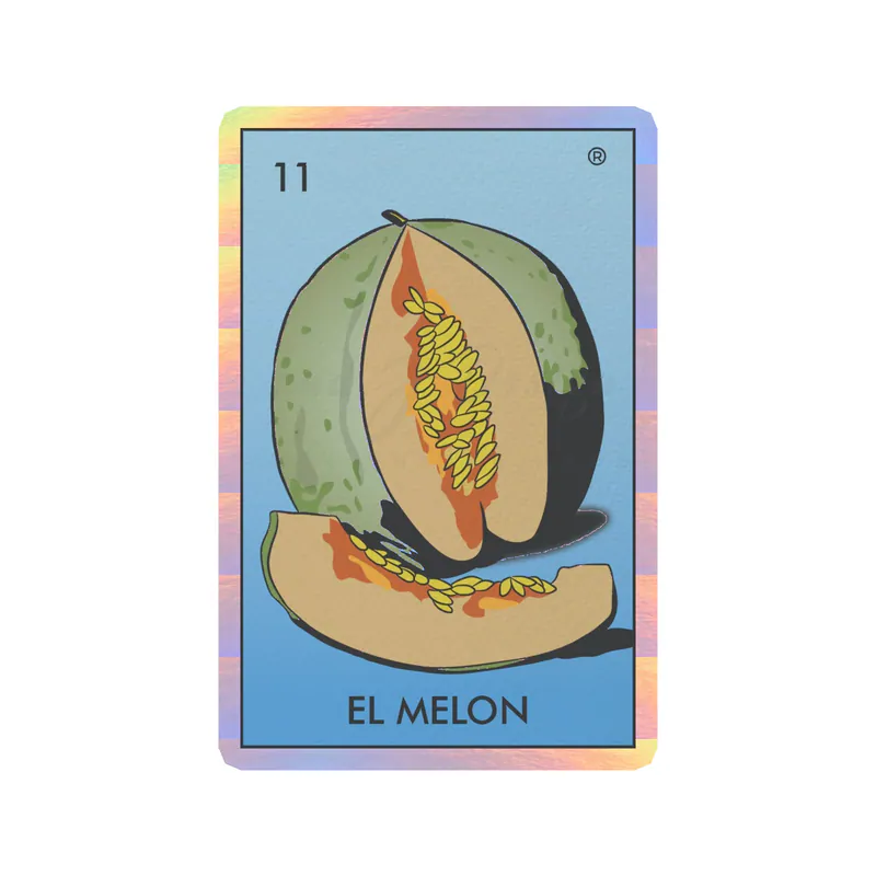Loteria - El Melon - Holographic Vinyl Decal - Custom Size