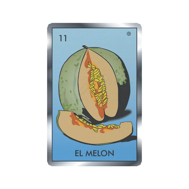 Loteria - El Melon - Silver Chrome Vinyl Decal - Custom Size