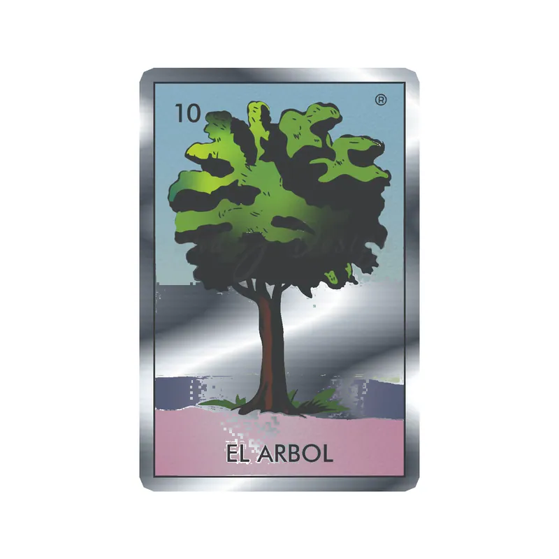 Loteria – El Arbol – Silver Chrome Vinyl Decal – Custom Size