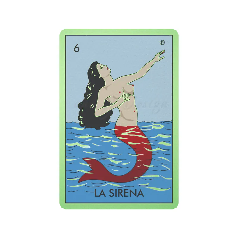 Loteria – La Sirena – Glow in the Dark Vinyl Decal – Custom Size