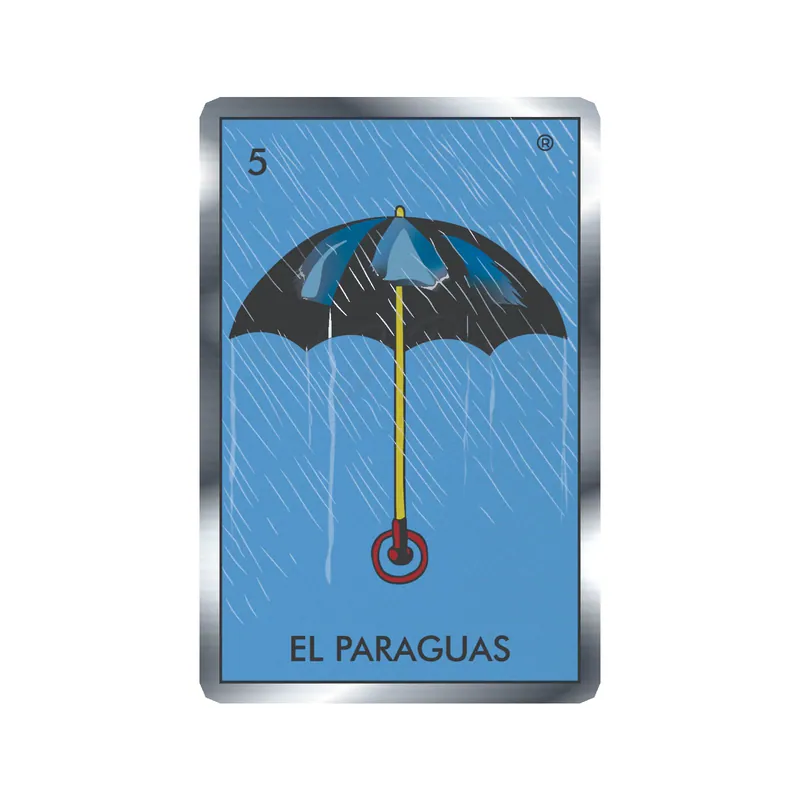 Loteria – El Paraguas – Silver Chrome Vinyl Decal – Custom Size