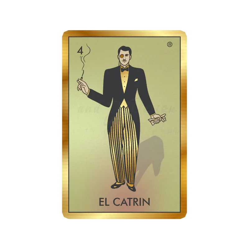 Loteria - El Catrin - Gold Chrome Vinyl Decal - Custom Size