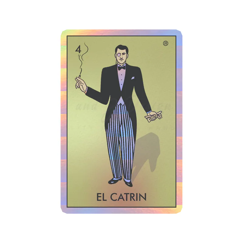 Loteria - El Catrin - Holographic Vinyl Decal - Custom Size