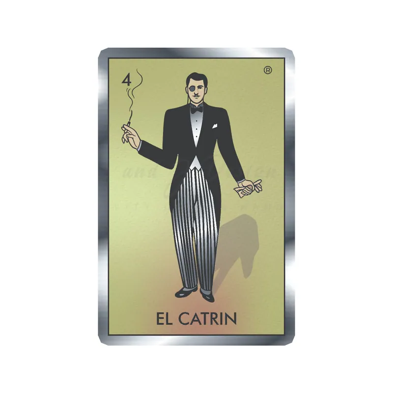 Loteria - El Catrin - Silver Chrome Vinyl Decal - Custom Size