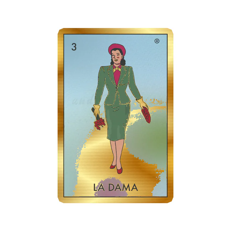 Loteria - La Dama- Gold Chrome Vinyl Decal - Custom Size