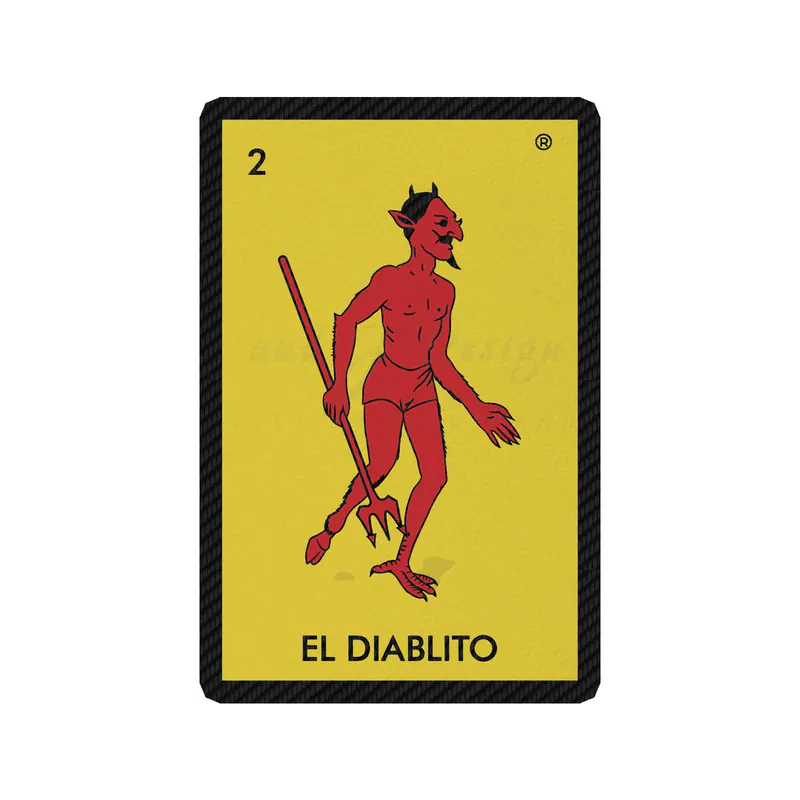 Loteria - El Diablito - Carbon Fiber Vinyl Decal - Custom Size