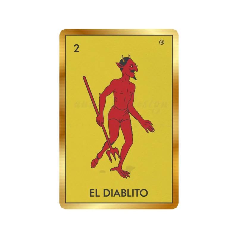Loteria - El Diablito - Gold Chrome Vinyl Decal - Custom Size