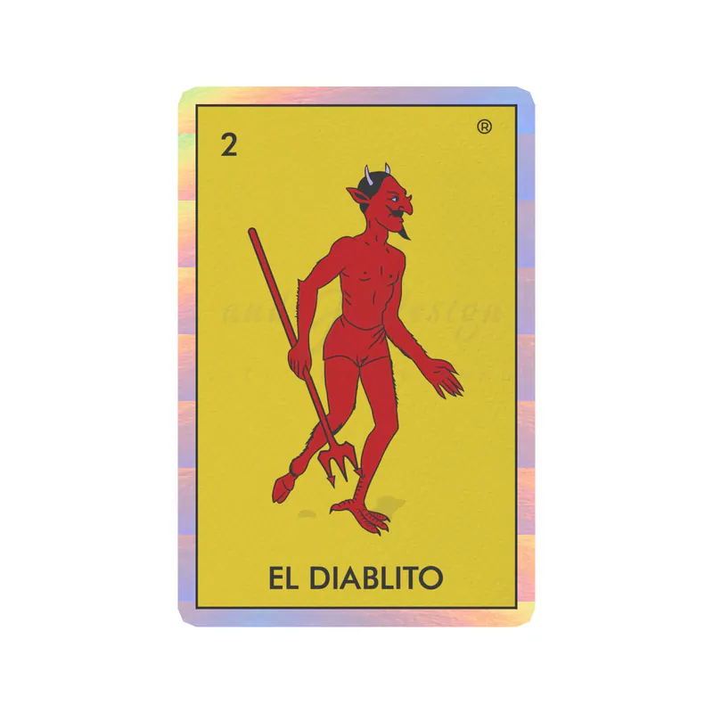 Loteria - El Diablito - Holographic Vinyl Decal - Custom Size