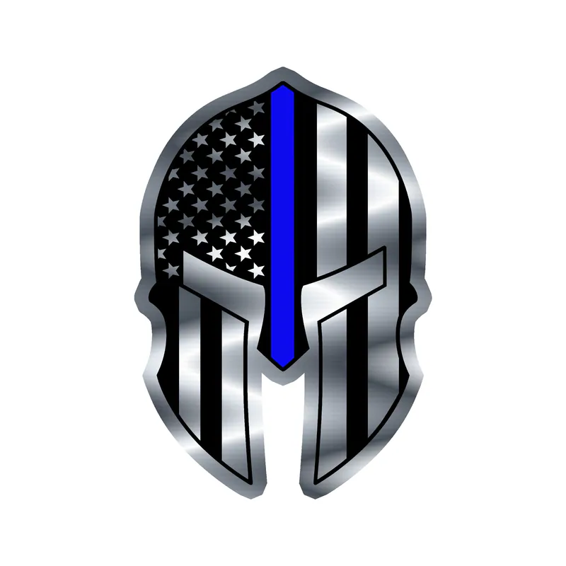 Blue Line American Flag - Silver Chrome Vinyl Decal - custom size