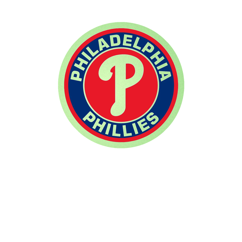 Philadelphia Phillies - Red and Blue Circle With Name - Glow in the Dark Vinyl Sticker - Custom Size