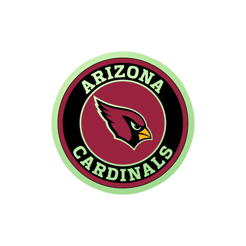 Arizona Cardinals - Black Circle - Glow in the Dark Vinyl Sticker - Custom Size