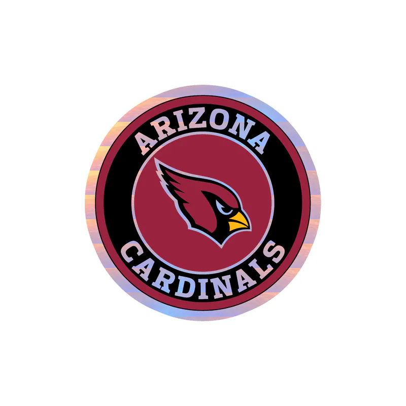 Arizona Cardinals - Black Circle - Holographic Vinyl Sticker - Custom Size