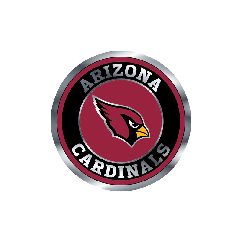 Arizona Cardinals - Black Circle - Silver Chrome Vinyl Sticker - Custom Size