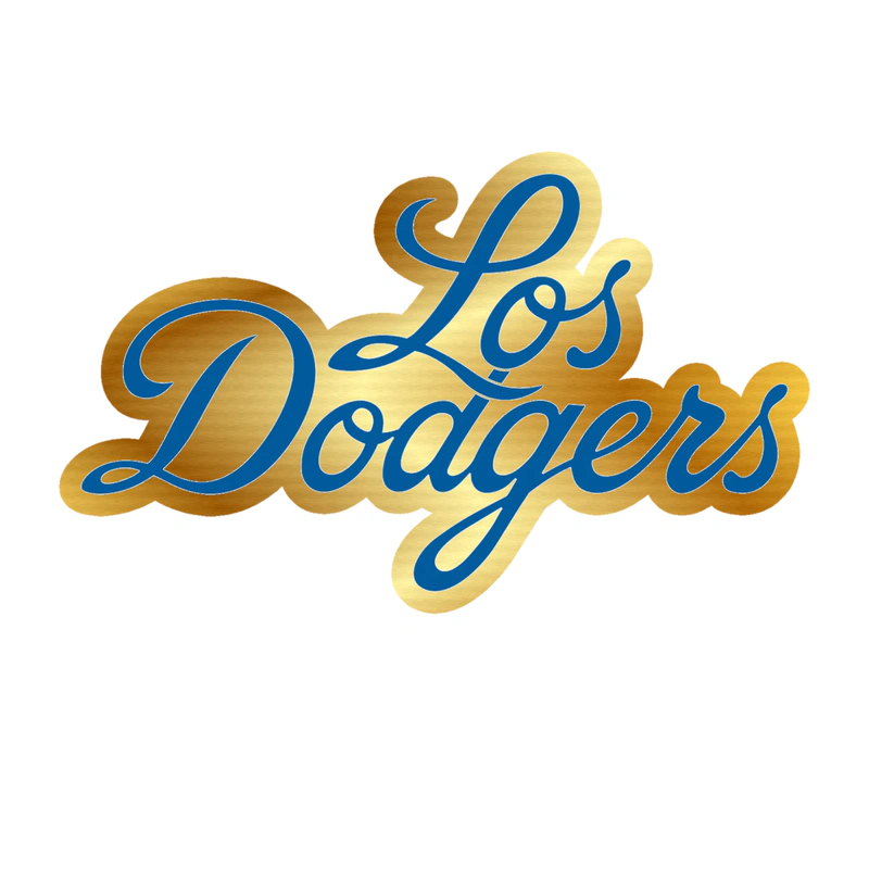 Los Angeles Dodgers - Cursive Los Dodgers - Gold Chrome Vinyl Sticker - Custom Size