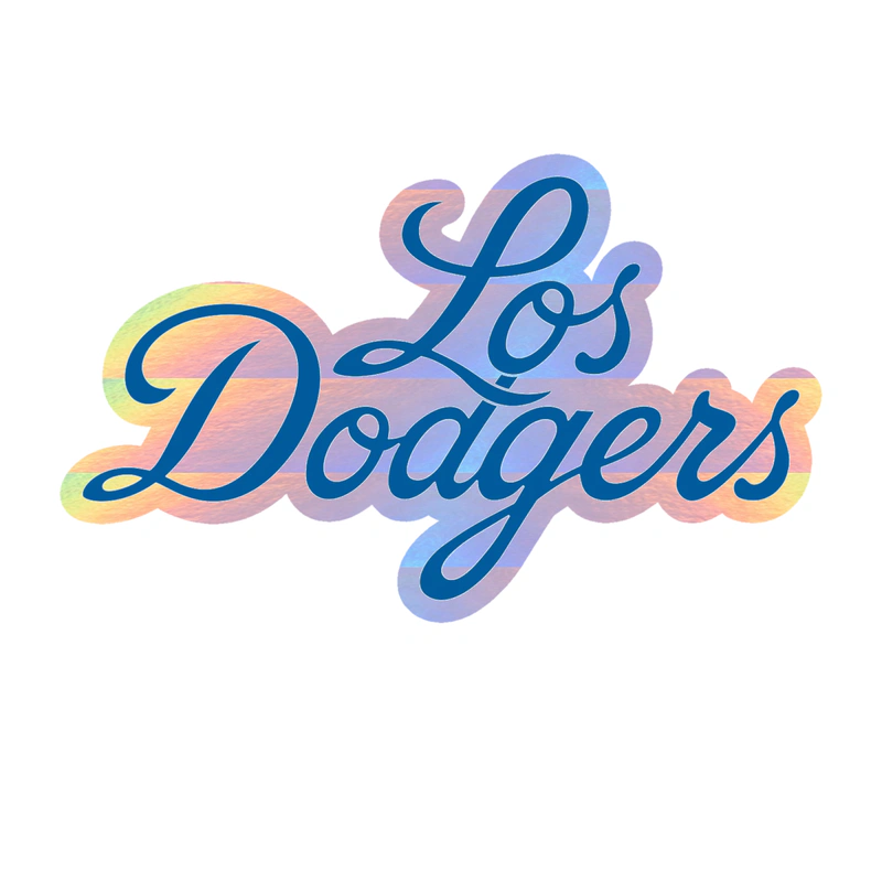 Los Angeles Dodgers - Cursive Los Dodgers - Holographic Vinyl Sticker - Custom Size