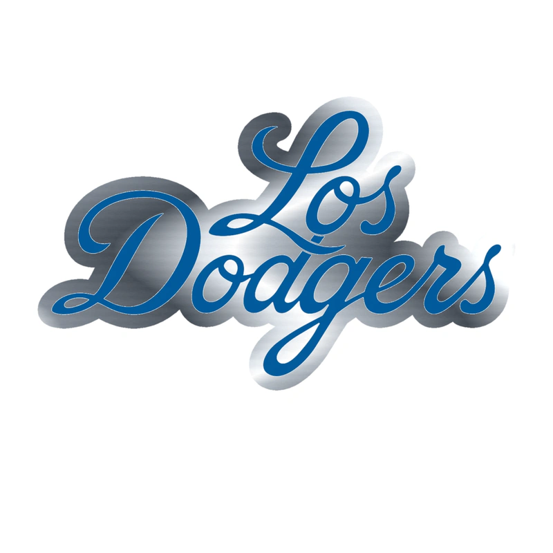 Los Angeles Dodgers - Cursive Los Dodgers - Silver Chrome Vinyl Sticker - Custom Size