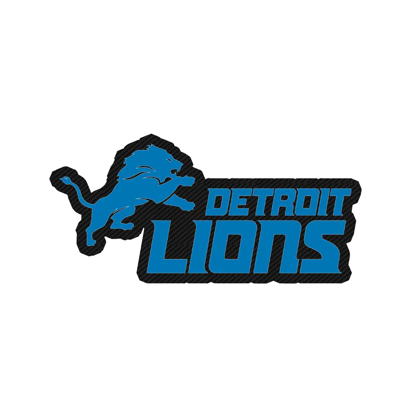 Detroit Lions - Lion With Name - Carbon Fiber Vinyl Sticker - Custom Size