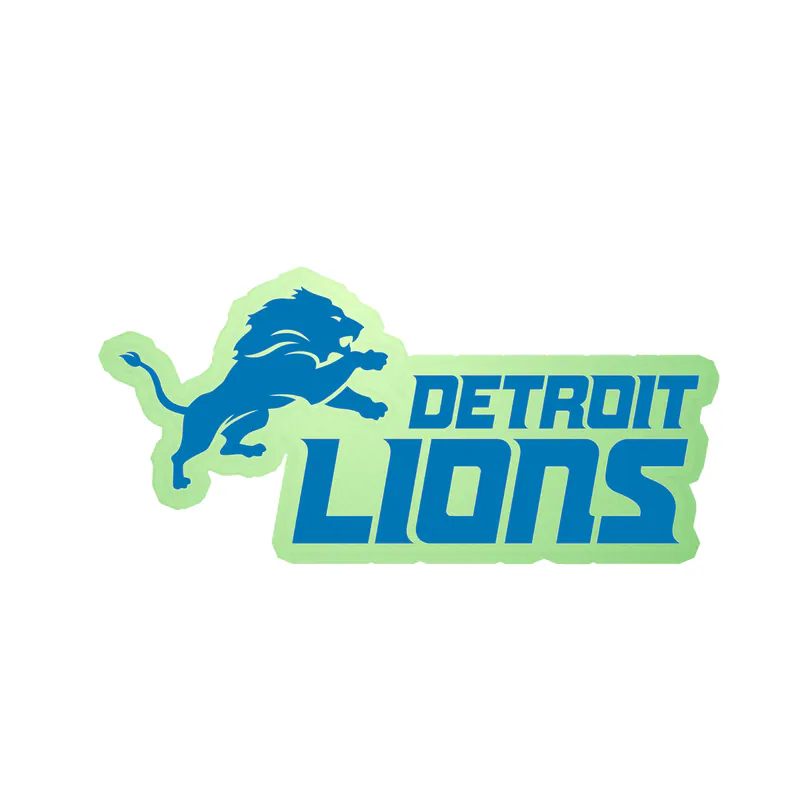 Detroit Lions - Lion With Name - Glow in the Dark Vinyl Sticker - Custom Size