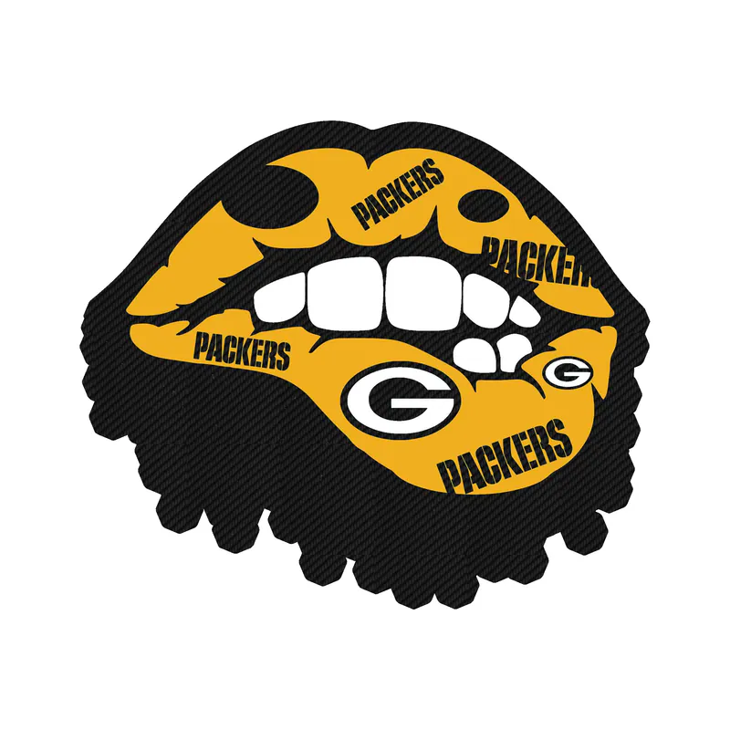 Green Bay Packers - Lips - Carbon Fiber Vinyl Sticker - Custom Size