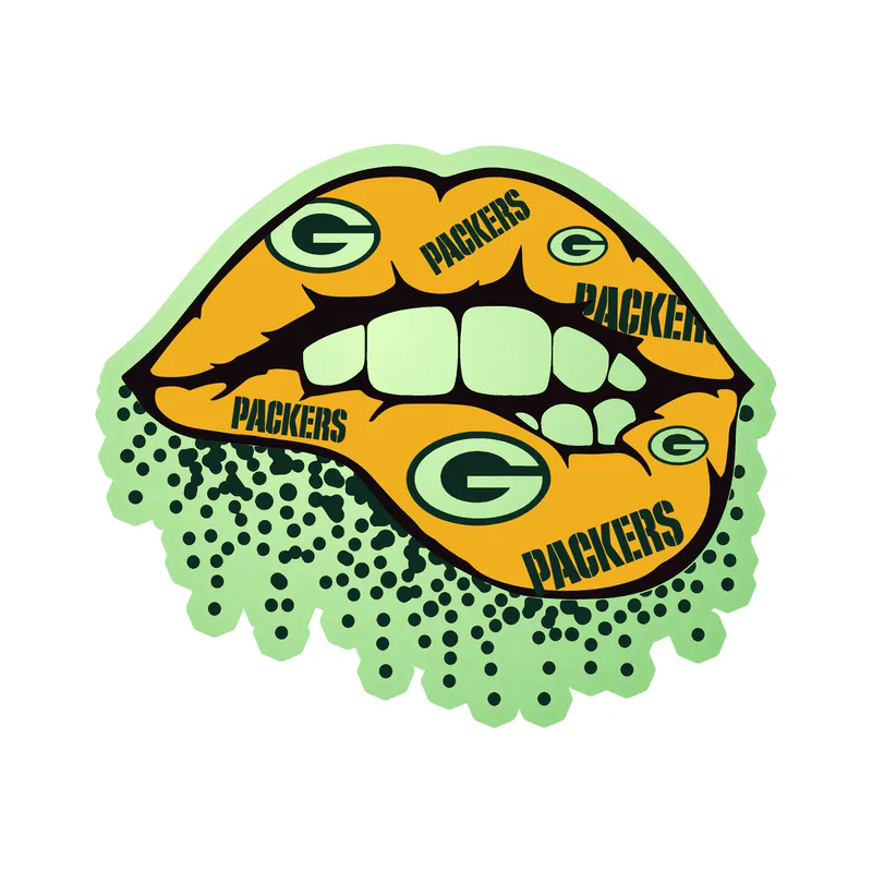 Green Bay Packers - Lips - Glow in the Dark Vinyl Sticker - Custom Size