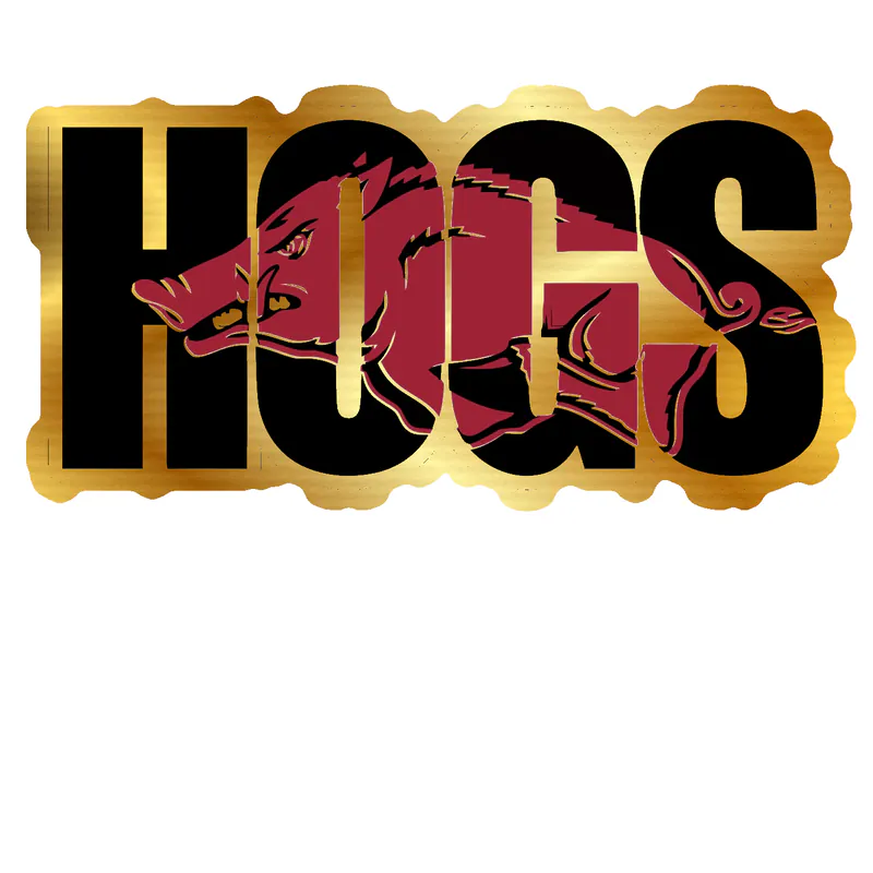 Arkansas Razorbacks - Image 17 - Gold Chrome Vinyl Decal - Custom Size