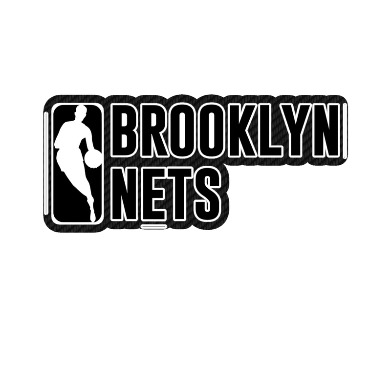 Brooklyn Nets - NBA Logo With Name - Image 1 - Carbon Fiber Vinyl Sticker - Custom Size