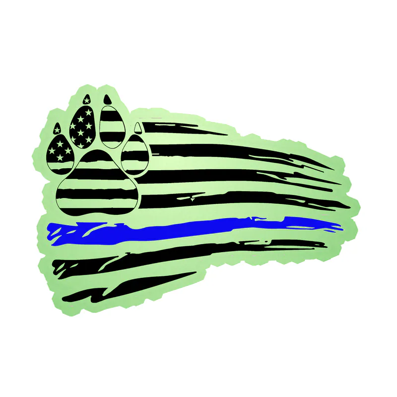Distressed Blue Line American Flag - Glow in the Dark Vinyl Decal - custom size