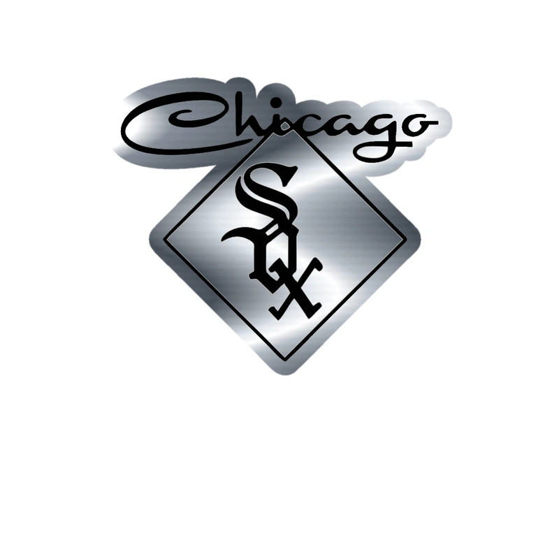 Chicago White Sox - Plate - Silver Chrome Vinyl Sticker - Custom Size