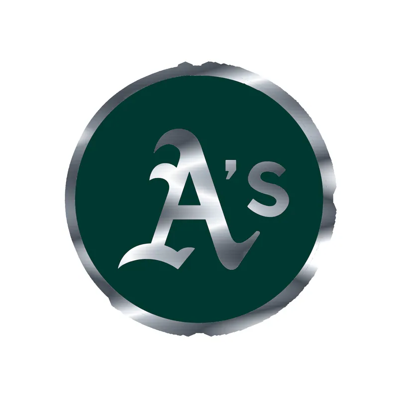 Oakland Athletics - Green Circle With A's - Silver Chrome Vinyl Sticker - Custom Size