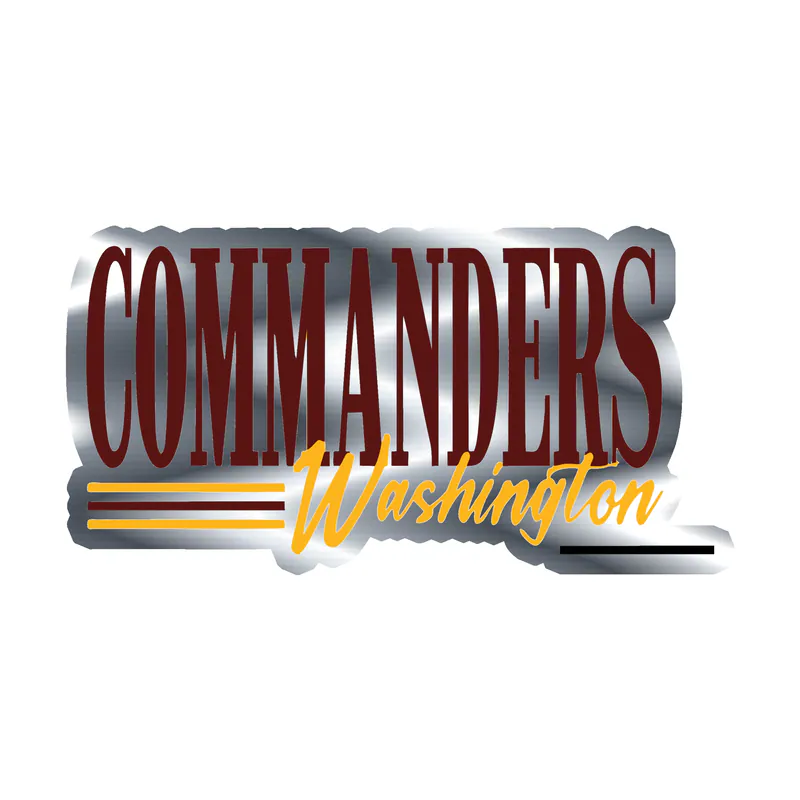 Washington Commanders- Silver Chrome Vinyl Sticker - Custom Size