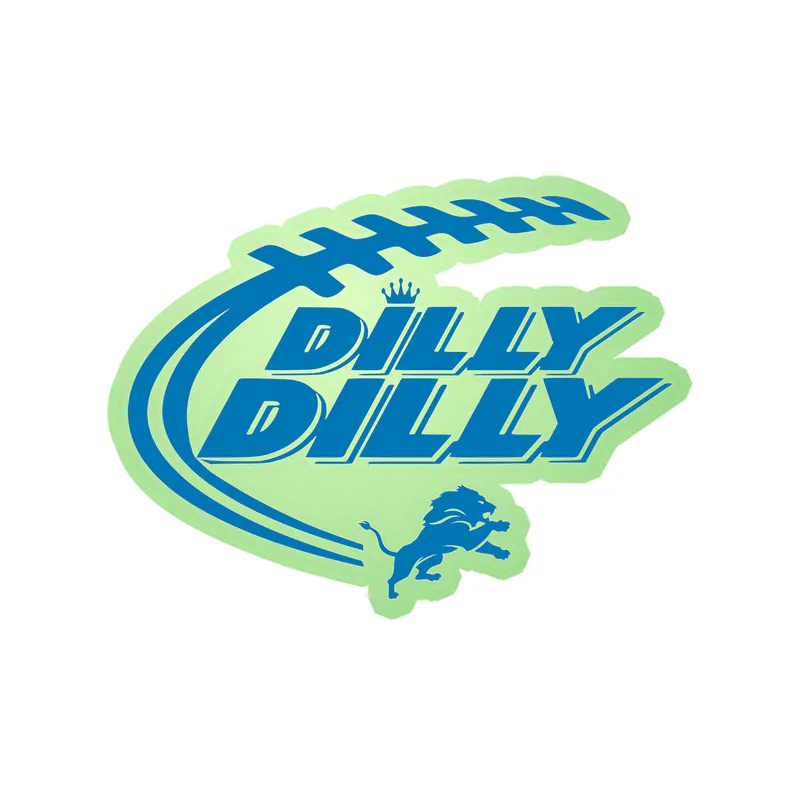 Detroit Lions - Dilly Dilly - Glow in the Dark Vinyl Sticker - Custom Size