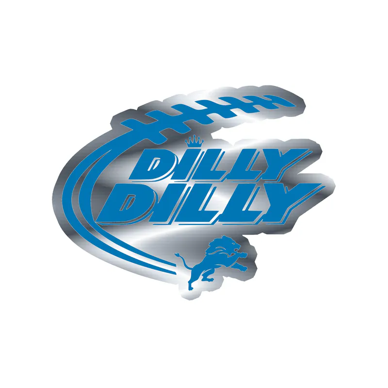 Detroit Lions - Dilly Dilly - Silver Chrome Vinyl Sticker - Custom Size