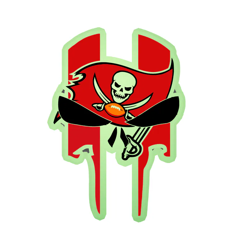 Tampa Bay Buccaneers - Skull - Glow in the Dark Vinyl Sticker - Custom Size