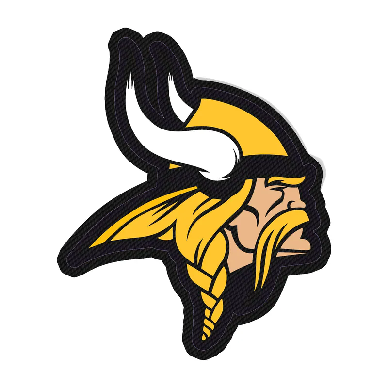 Minnesota Vikings - Purple Outline Vikings Head - Carbon Fiber Vinyl Sticker - Custom Size