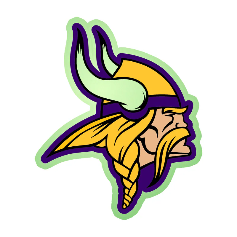 Minnesota Vikings - Purple Outline Vikings Head - Glow in the Dark Vinyl Sticker - Custom Size
