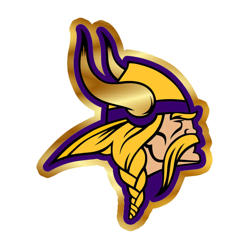 Minnesota Vikings - Purple Outline Vikings Head - Gold Chrome Vinyl Sticker - Custom Size