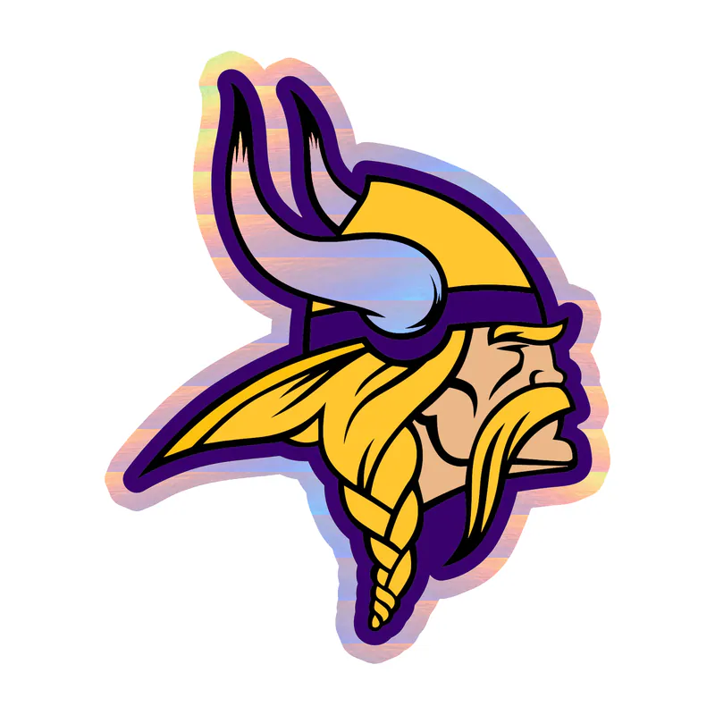 Minnesota Vikings - Purple Outline Vikings Head - Holographic Vinyl Sticker - Custom Size