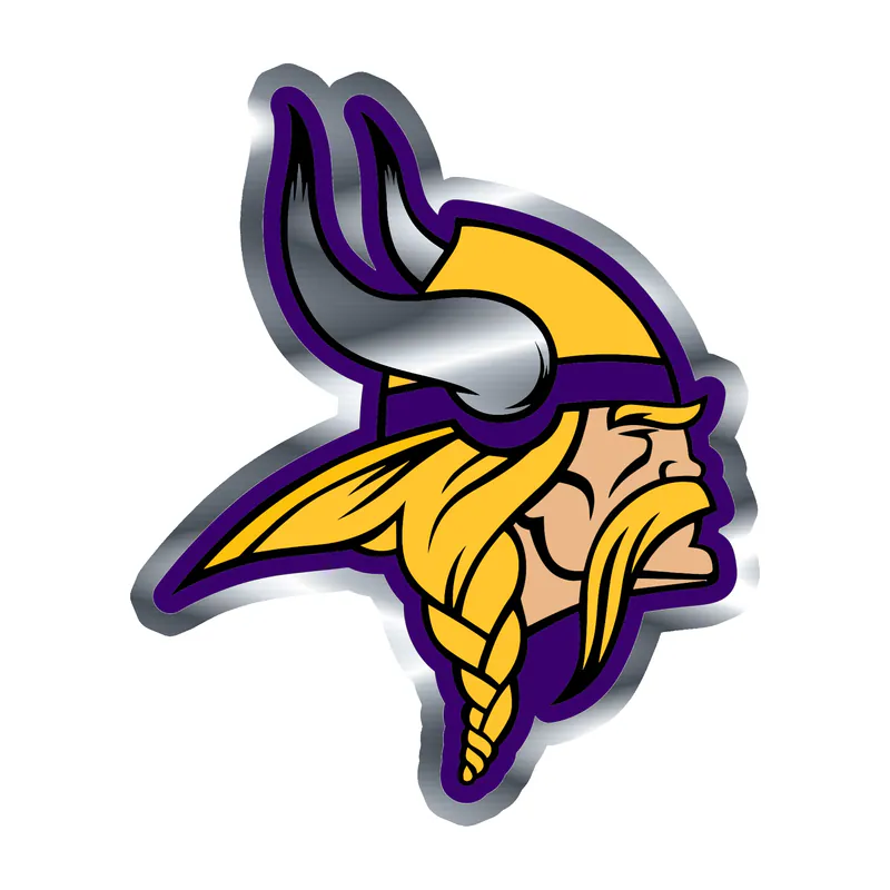 Minnesota Vikings - Purple Outline Vikings Head - Silver Chrome Vinyl Sticker - Custom Size