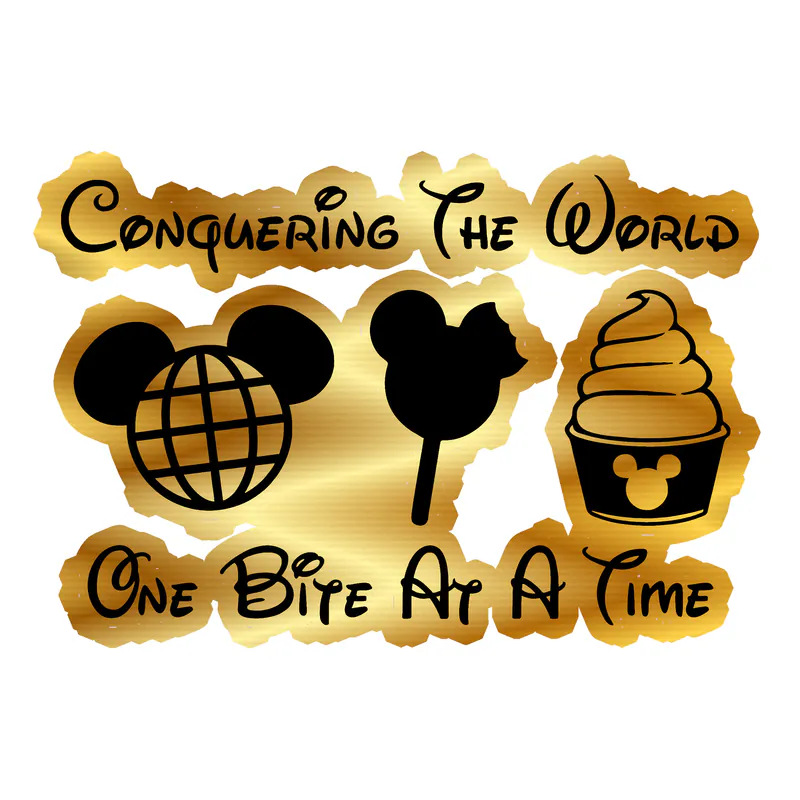 Disney Snacks Gold Chrome Vinyl Sticker - Custom Size