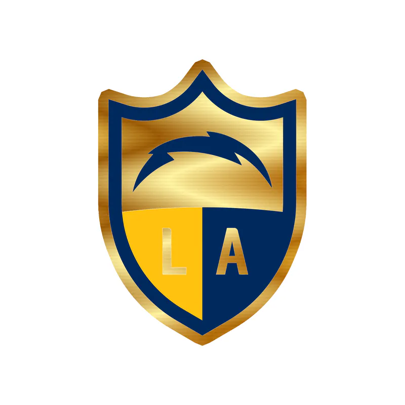 Los Angeles Chargers - Shield - Gold Chrome Vinyl Sticker - Custom Size