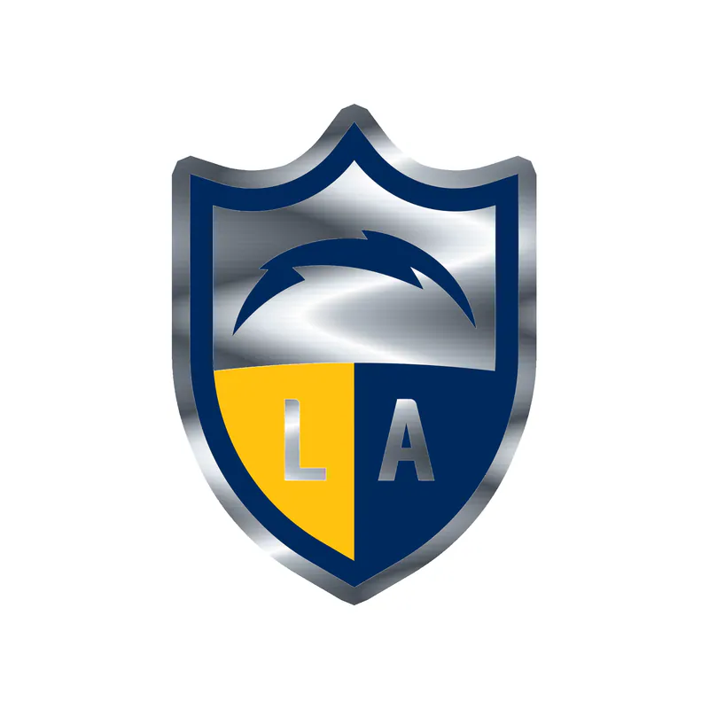 Los Angeles Chargers - Shield - Silver Chrome Vinyl Sticker - Custom Size