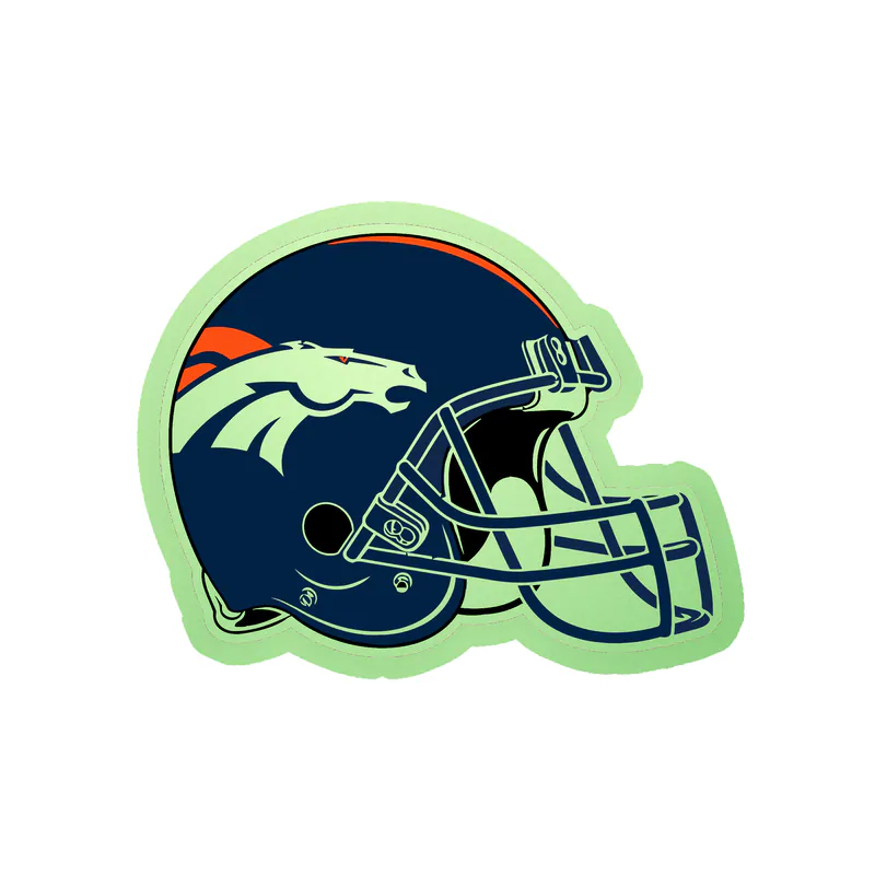 Denver Broncos - Helmet- Glow in the Dark Vinyl Sticker - Custom Size