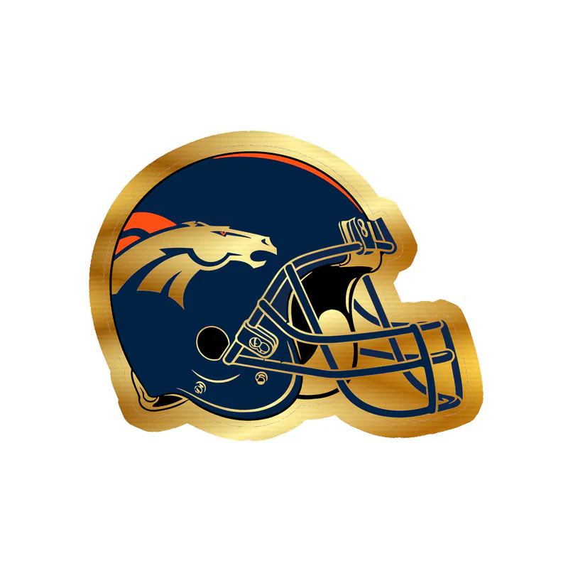 Denver Broncos - Helmet- Gold Chrome Vinyl Sticker - Custom Size