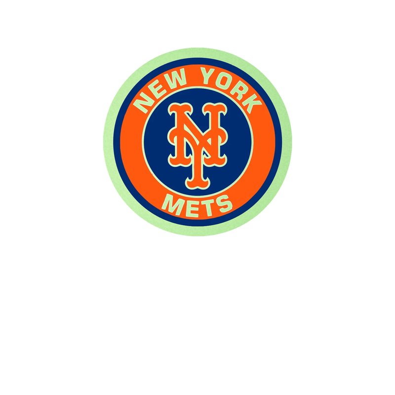 New York Mets - Orange Circle With NY - Glow in the Dark Vinyl Sticker - Custom Size