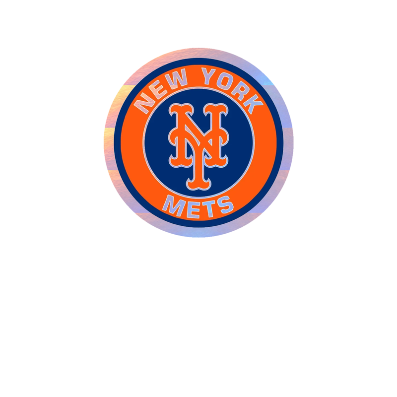 New York Mets - Orange Circle With NY - Holographic Vinyl Sticker - Custom Size
