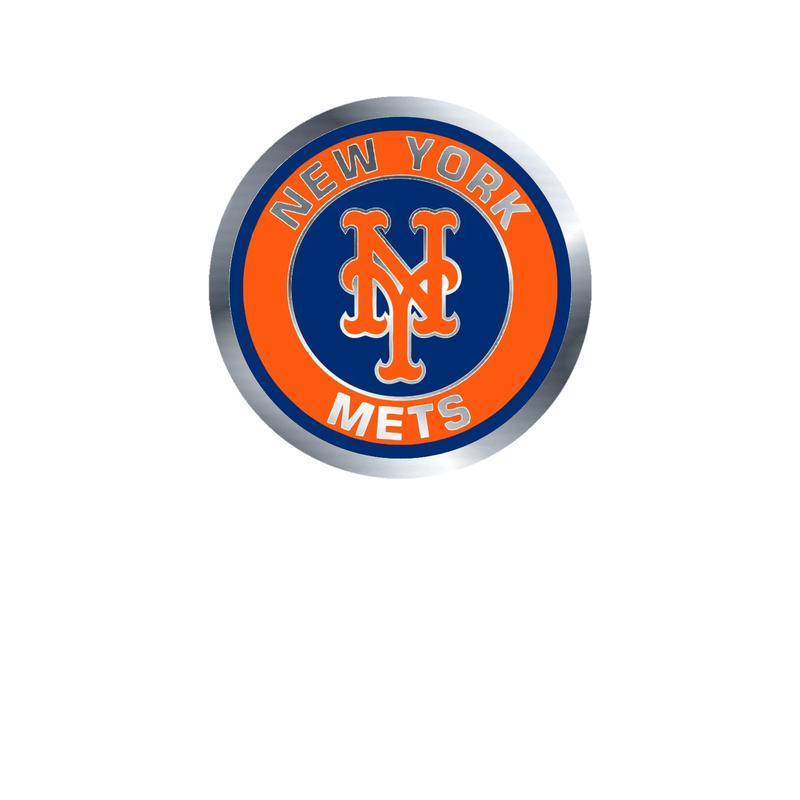 New York Mets - Orange Circle With NY - Silver Chrome Vinyl Sticker - Custom Size