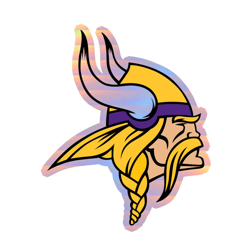 Minnesota Vikings - Viking Head - Holographic Vinyl Sticker - Custom Size
