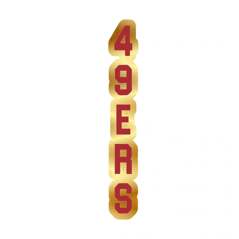 San Francisco 49ers - Vertical 49ers - Gold Chrome Vinyl Sticker - Custom Size