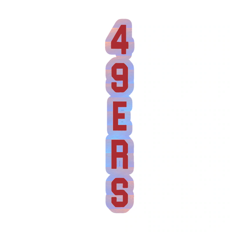 San Francisco 49ers - Vertical 49ers - Holographic Vinyl Sticker - Custom Size